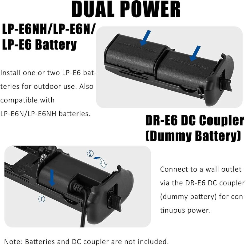 asitoo BG-R10 Vertical Camera Battery Grip for Canon EOS R5 R5C EOS R6 R6 Mark II Camera,Replacement for Canon BG-R10 Battery Grip，Powered by LP-E6/LP-E6N/LP-E6NH Batteries for Stable Vertical Shooting - Image 3